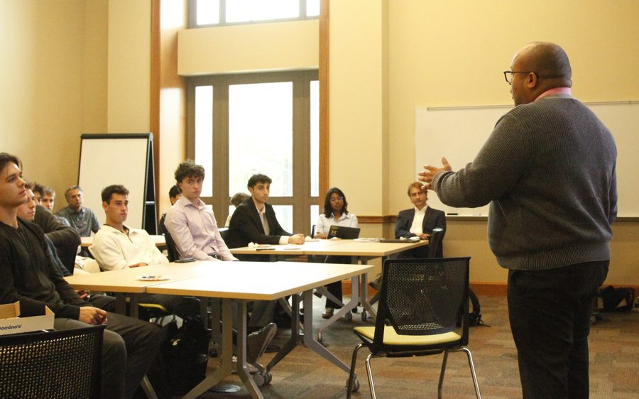Guest speaker addressing the room at MWAG's first meeting